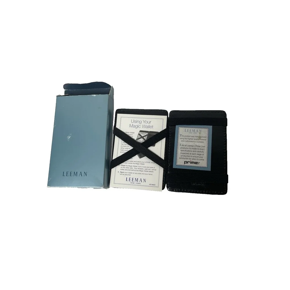 NEW In Box Leeman NY Black Leather 